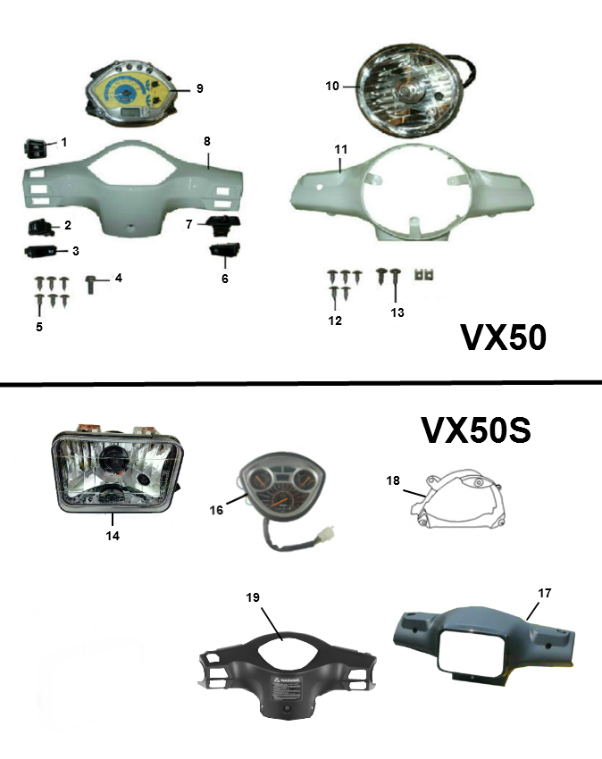 Todas las partes para Faro de AGM Classic LX S VX 50 2000 - 2010