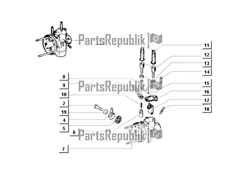 Todas las partes para Carburador de APE MIX 50 CC 2T C 80 1998 - 2008