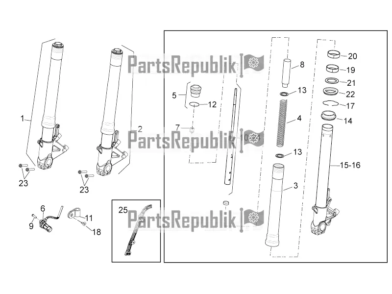 All parts for the Front Fork of the Aprilia Tuono V4 1100 RR ZD4 KGU 2018
