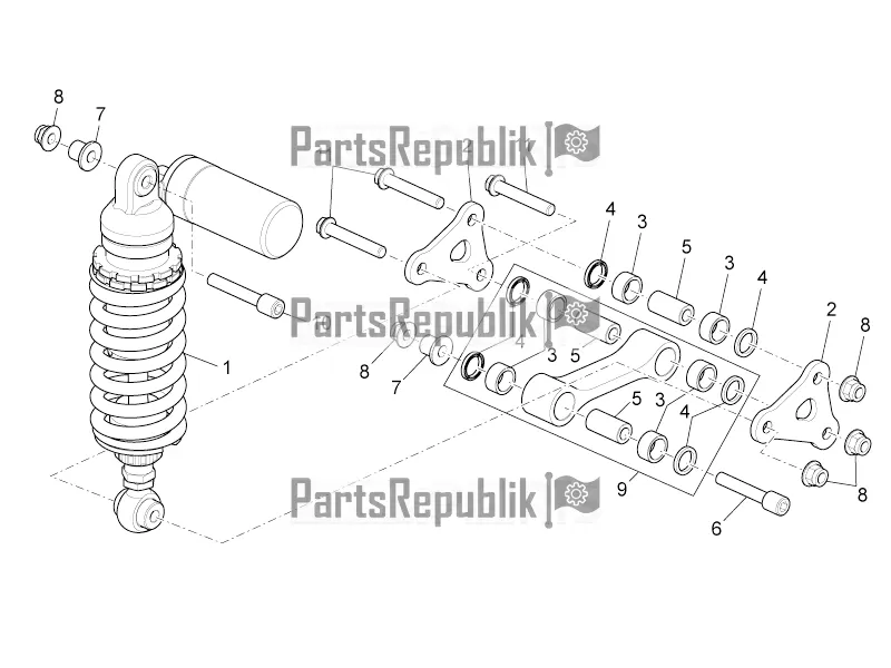 All parts for the Rear Shock Absorber of the Aprilia Tuono V4 1100 RR ZD4 KGU 2018