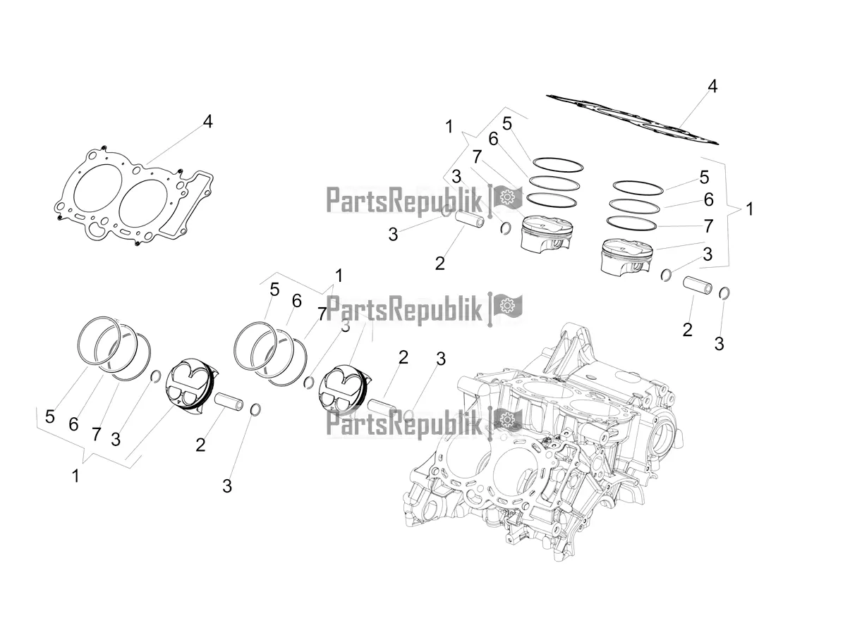 All parts for the Cylinder - Piston of the Aprilia Tuono V4 1100 USA 2022