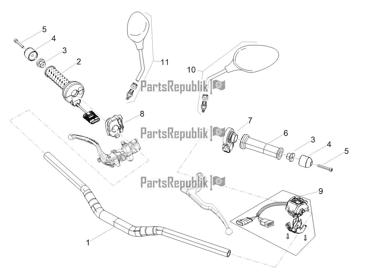 All parts for the Handlebar - Controls of the Aprilia Tuono V4 1100 USA 2022