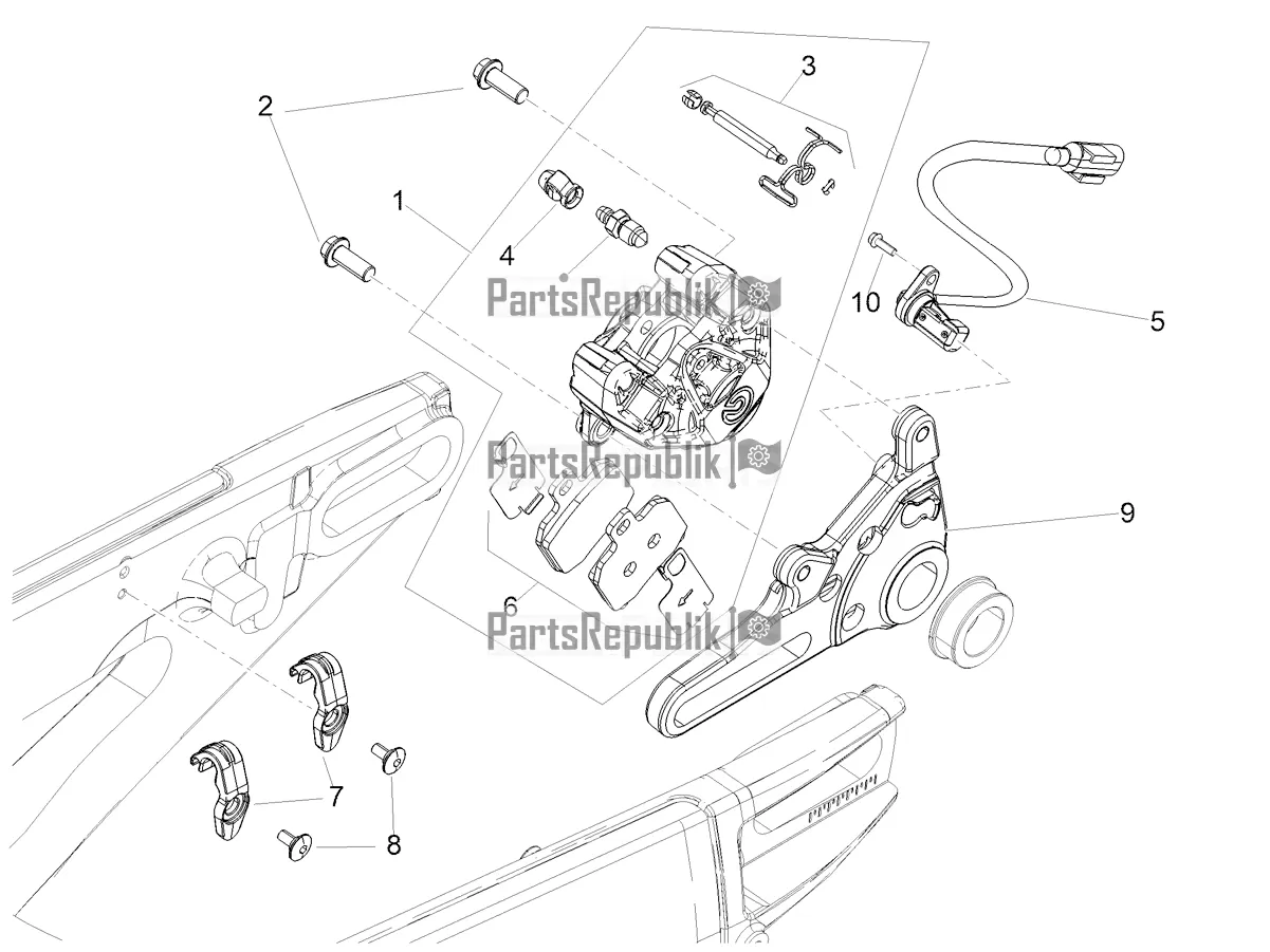 All parts for the Rear Brake Caliper of the Aprilia Tuono V4 1100 USA 2022
