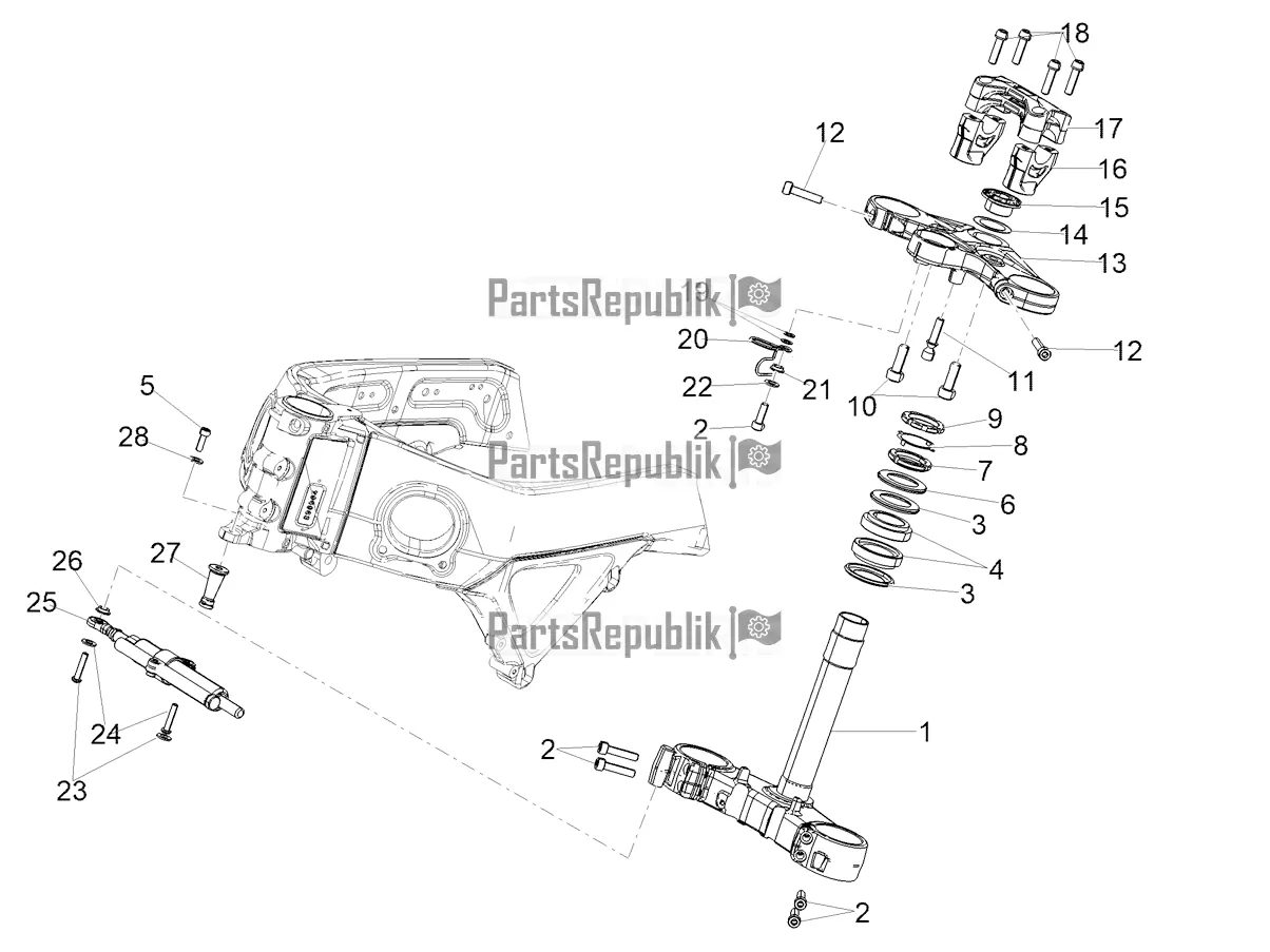 All parts for the Steering of the Aprilia Tuono V4 1100 USA 2022