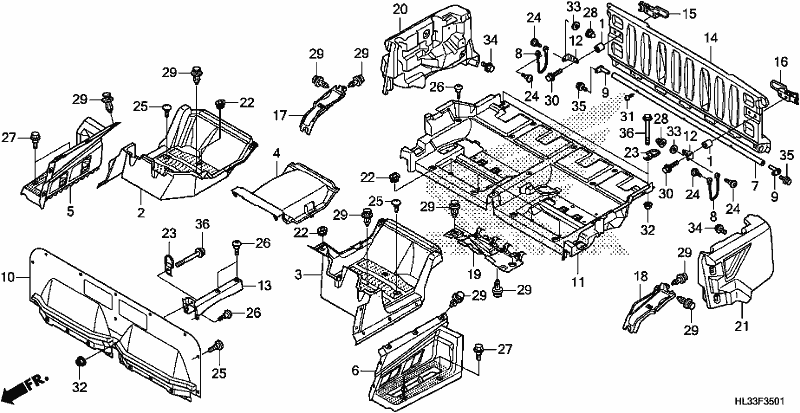 Todas las partes para Bed Plate/rear Gate de Honda SXS 700M4P 2018