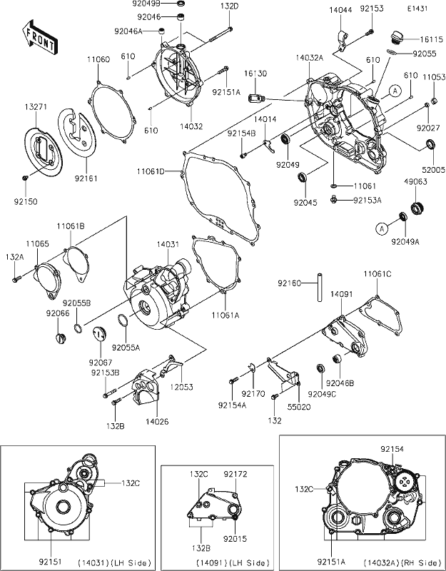 All parts for the 14-1engine Cover(s) of the Kawasaki KLX 300R 2021