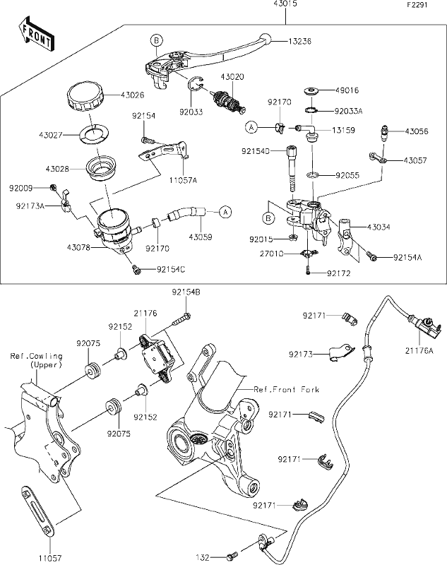 All parts for the 42 Front Master Cylinder of the Kawasaki KLZ 1000  (versys  1000  S) 2021
