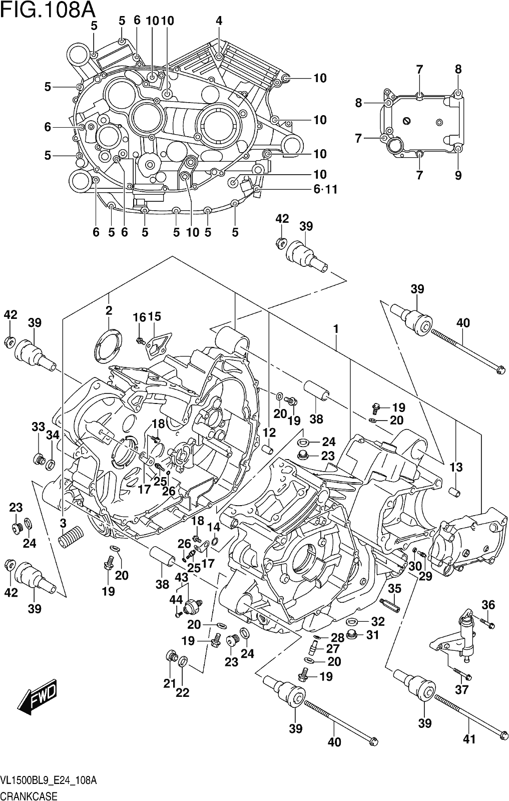 Alle Teile für das Fig. 108a Crankcase des Suzuki VL 1500B 2019