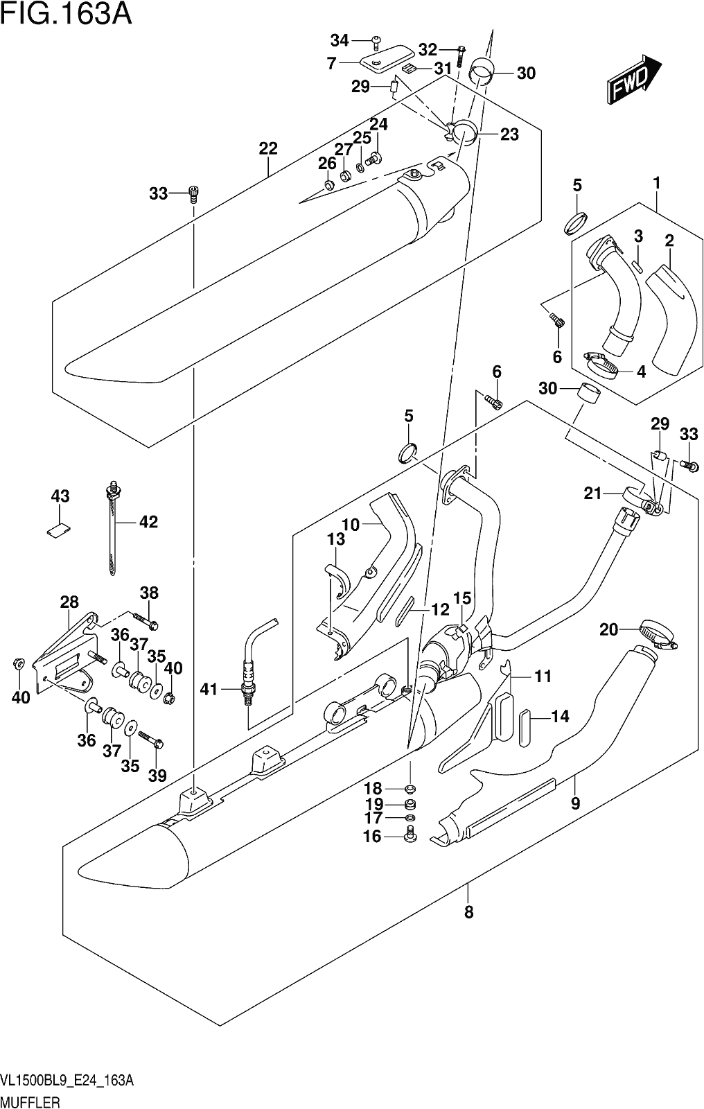 Alle Teile für das Fig. 163a Muffler des Suzuki VL 1500B 2019