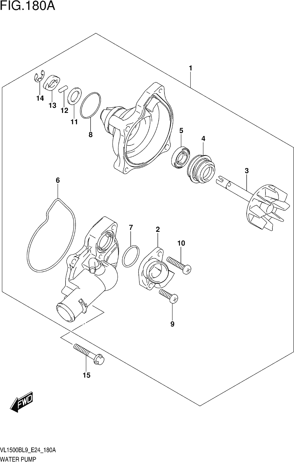 Alle Teile für das Fig. 180a Water Pump des Suzuki VL 1500B 2019