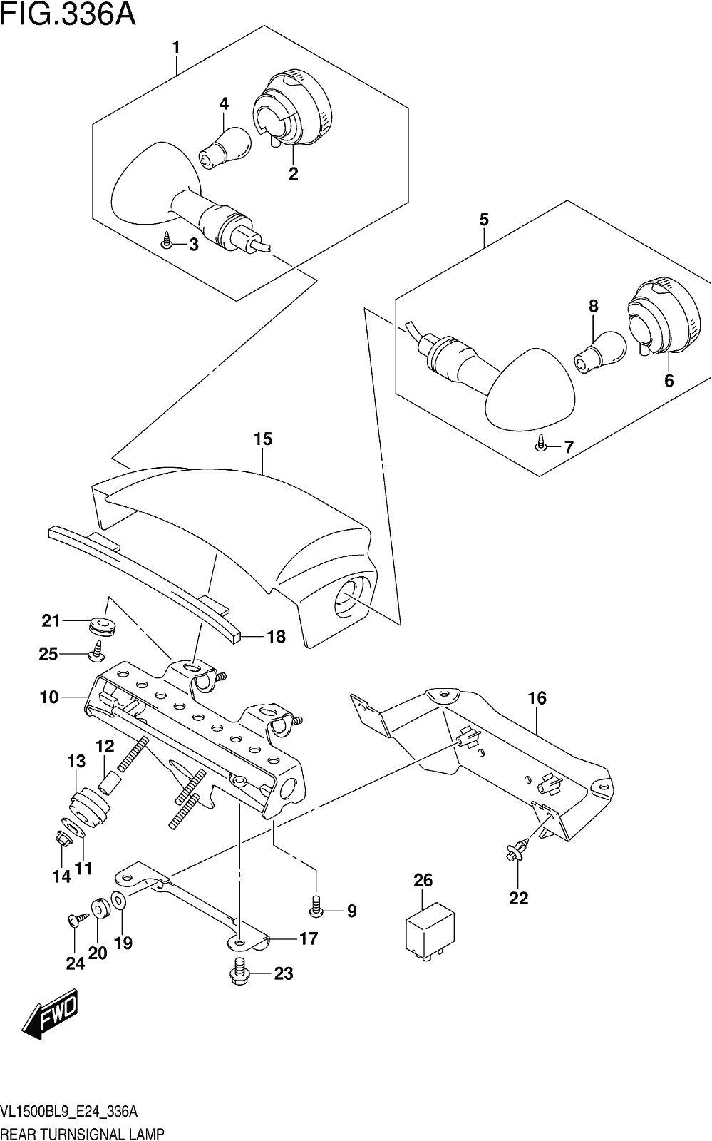 Alle Teile für das Fig. 336a Rear Turnsignal Lamp des Suzuki VL 1500B 2019