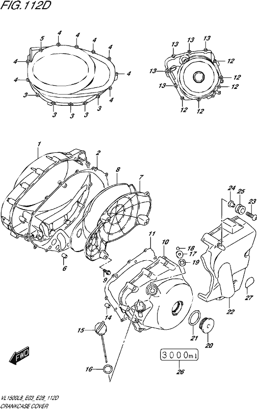Alle Teile für das Crankcase Cover (vl1500btl8 E28) des Suzuki VL 1500 BT 2018