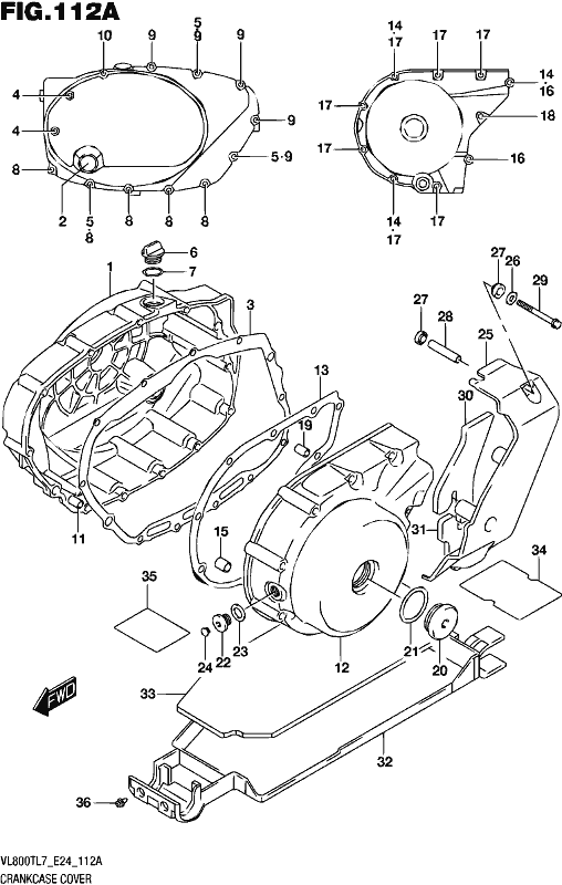 Alle Teile für das Kurbelgehäusedeckel des Suzuki VL 800T 2017
