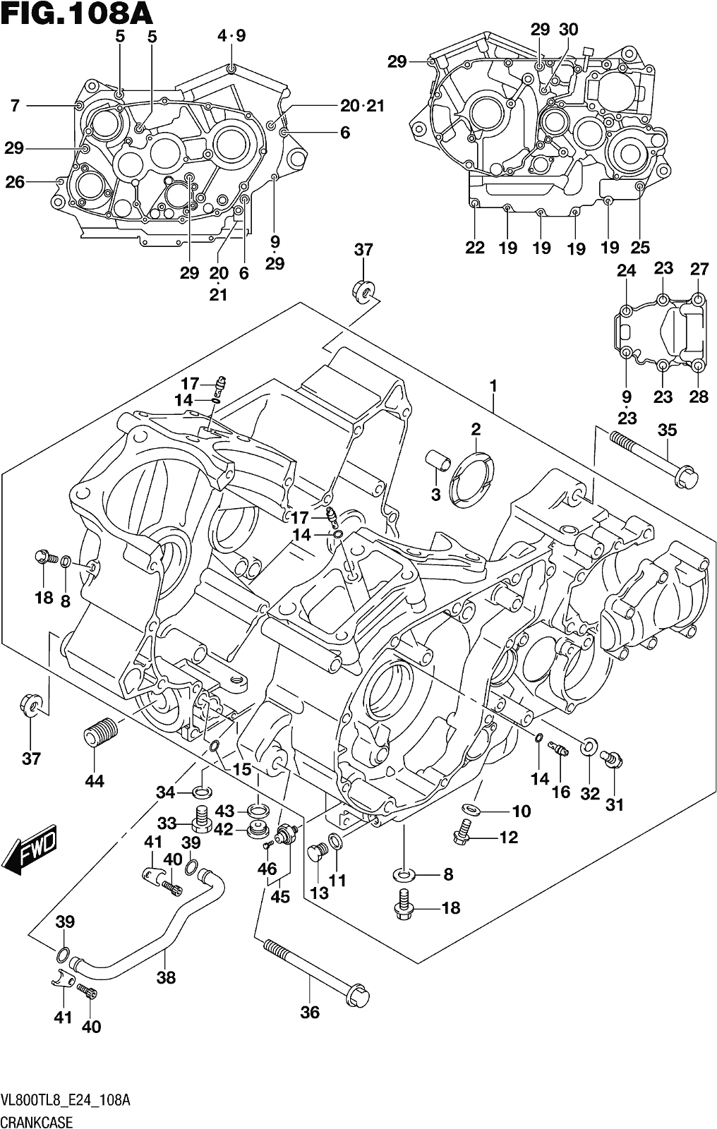 Alle Teile für das Fig. 108a Crankcase des Suzuki VL 800T 2018