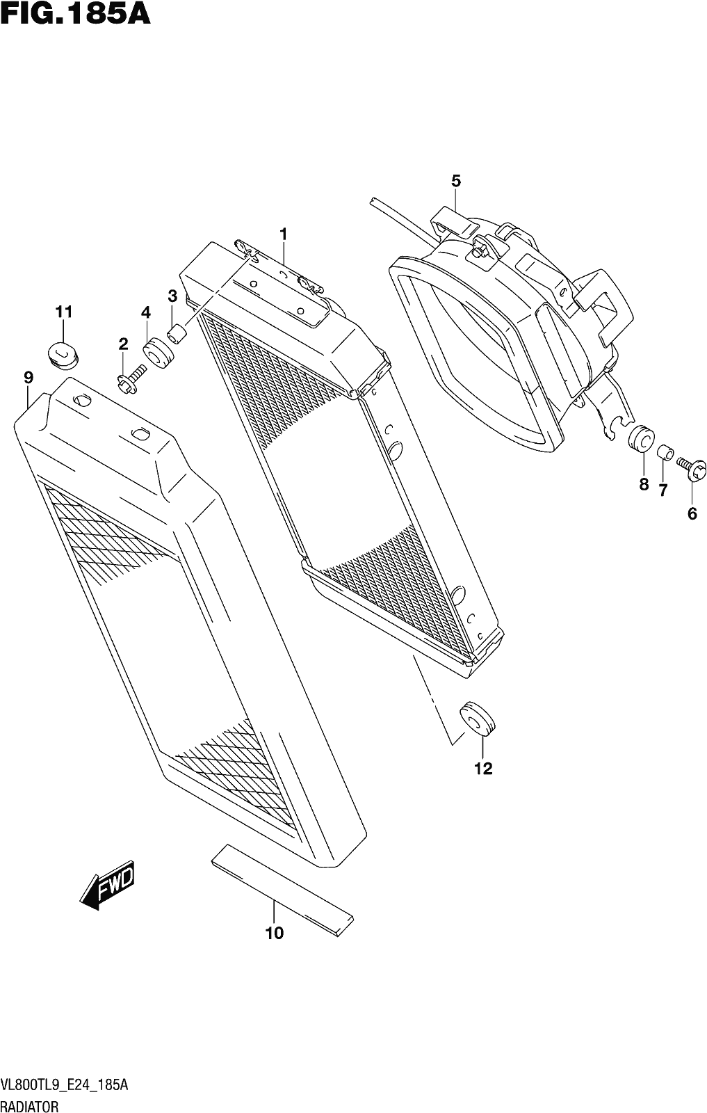 Alle Teile für das Fig. 185a Radiator des Suzuki VL 800T 2019