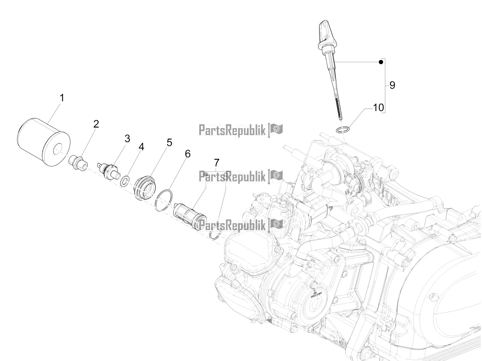 Alle Teile für das Schwungrad-magnetabdeckung - Ölfilter des Vespa GTS 125 ABS 2019