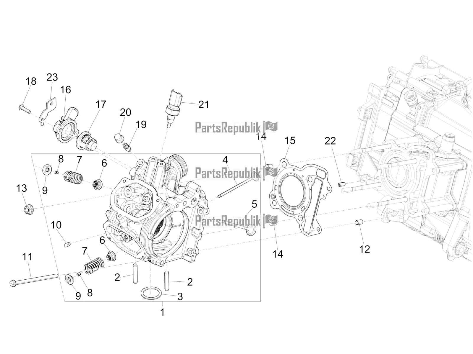 Alle Teile für das Kopfeinheit - Ventil des Vespa GTS 125 ABS 2019
