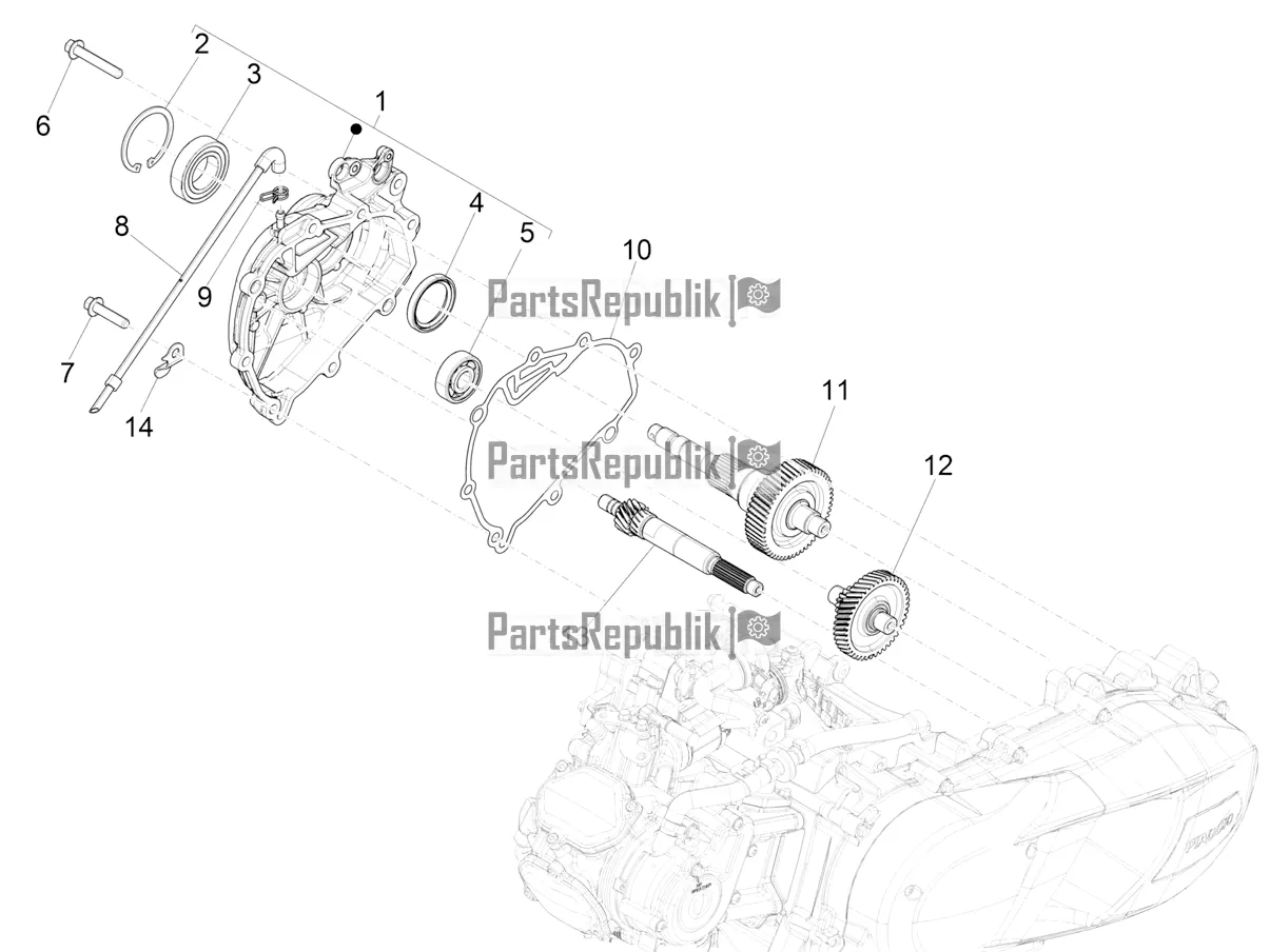 Alle Teile für das Reduktionseinheit des Vespa GTS 125 ABS 2019