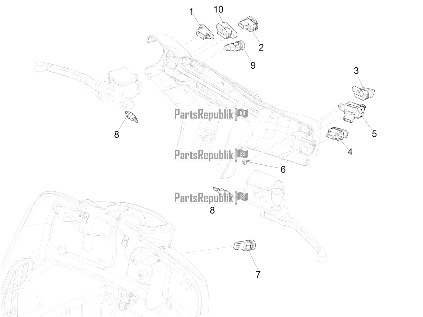 Alle Teile für das Selektoren - Schalter - Tasten des Vespa GTS 125 ABS 2019