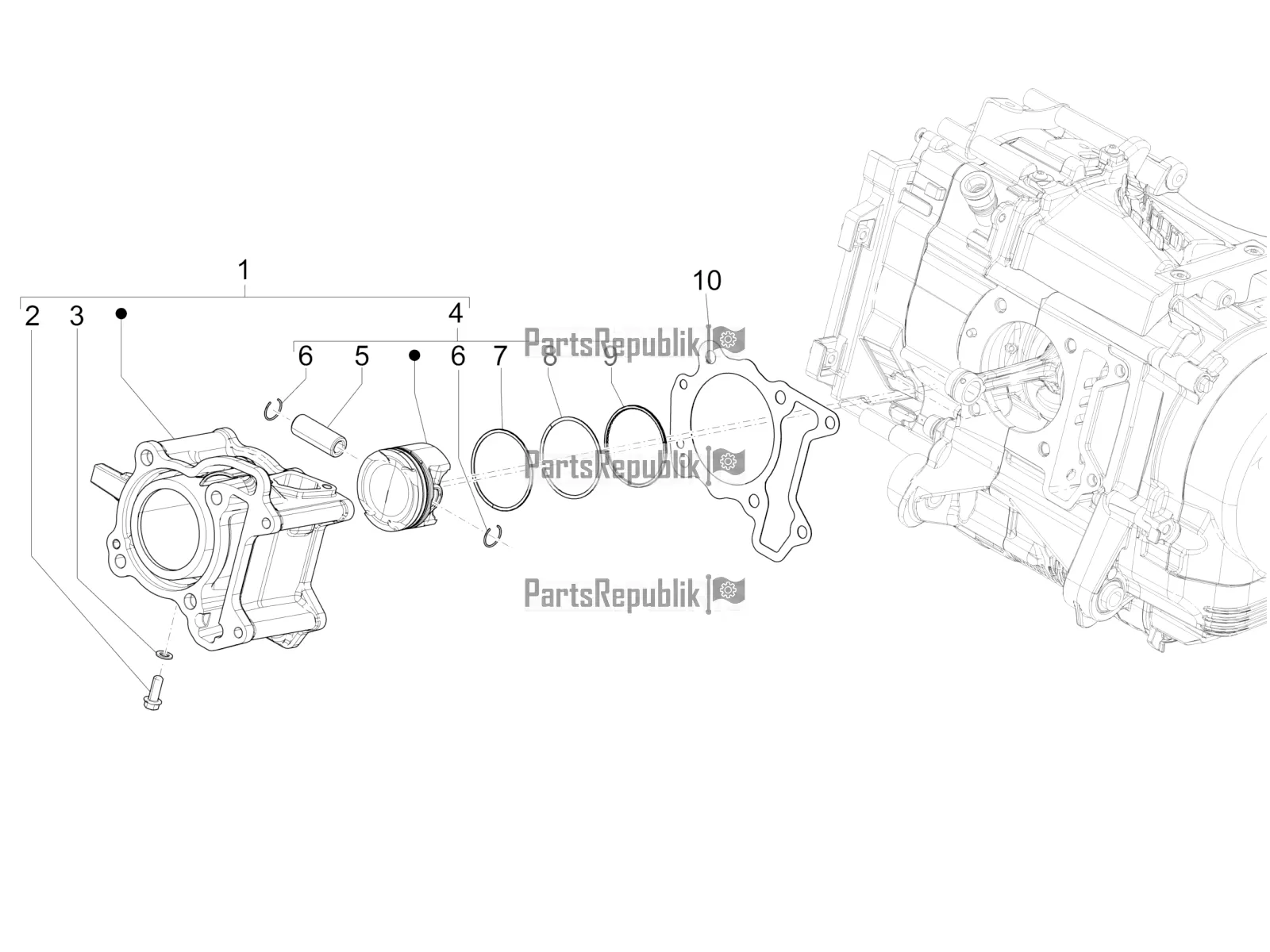 Alle Teile für das Zylinder-kolben-handgelenk-stift-einheit des Vespa GTS 125 ABS 2022