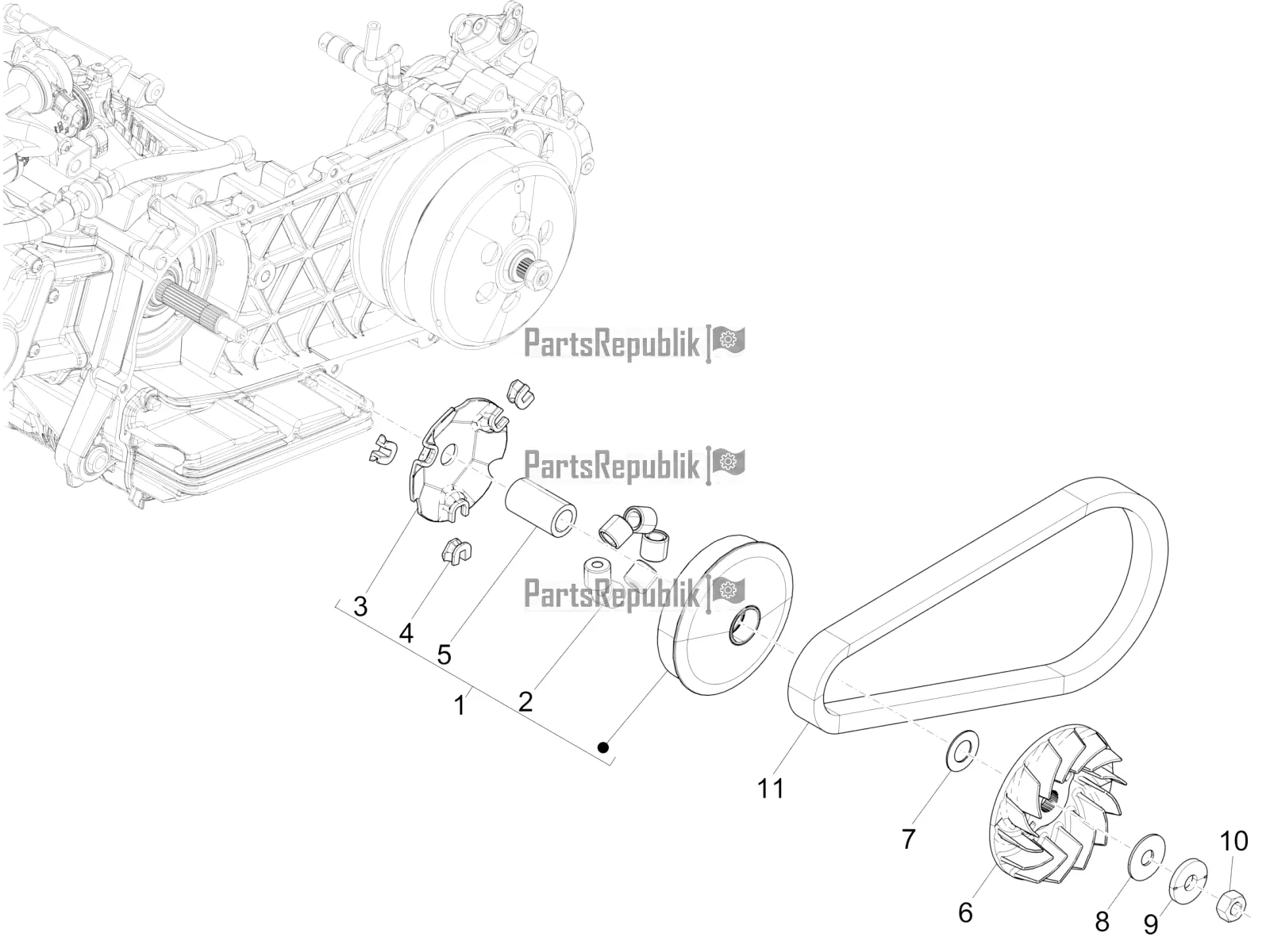 Alle Teile für das Antriebsscheibe des Vespa GTS 125 ABS 2022
